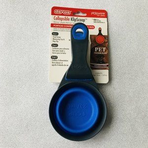Dexas KlipScoop Collapsible Popware- 1 Cup 8 oz Blue /Gray  Pet Food Clip